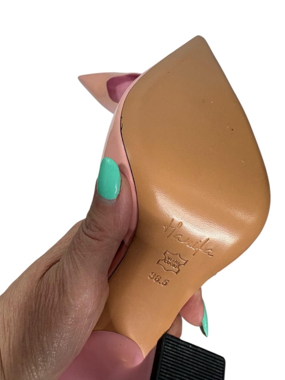 Hanifa Pink Patent Pointed-Toe Mule Heels, NWOB, size 36.5 - Picture 5 of 8